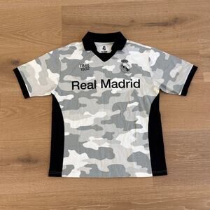 Aeropostale Men's Real Madrid Camo V Neck Soccer Top Size S Gray White Black